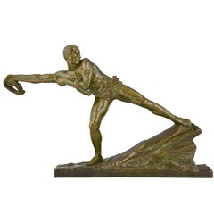 Art Deco Bronze Sculpture Athlete Pierre Le Faguays, 1930 France