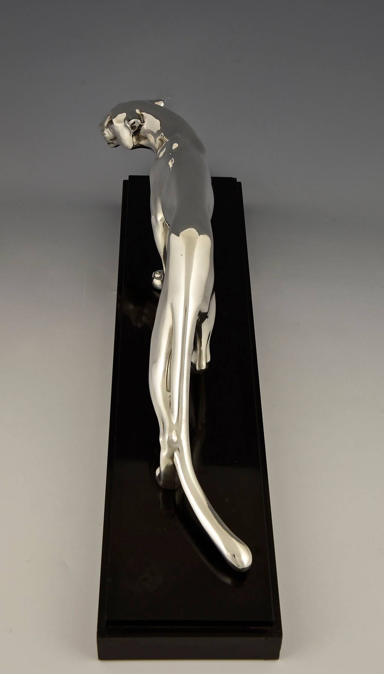 French Art Deco Silvered Panther by M. Font France, 1930