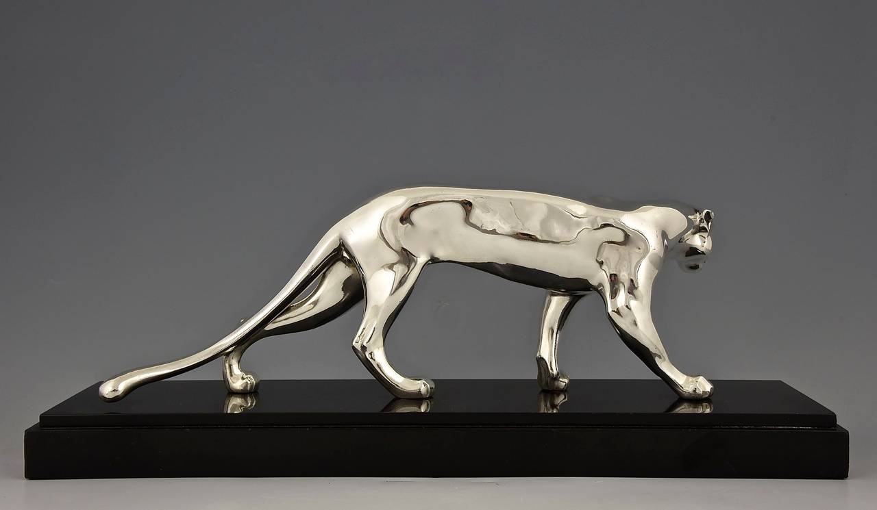 Art Deco Silvered Panther by M. Font France, 1930 In Excellent Condition In Antwerp, BE