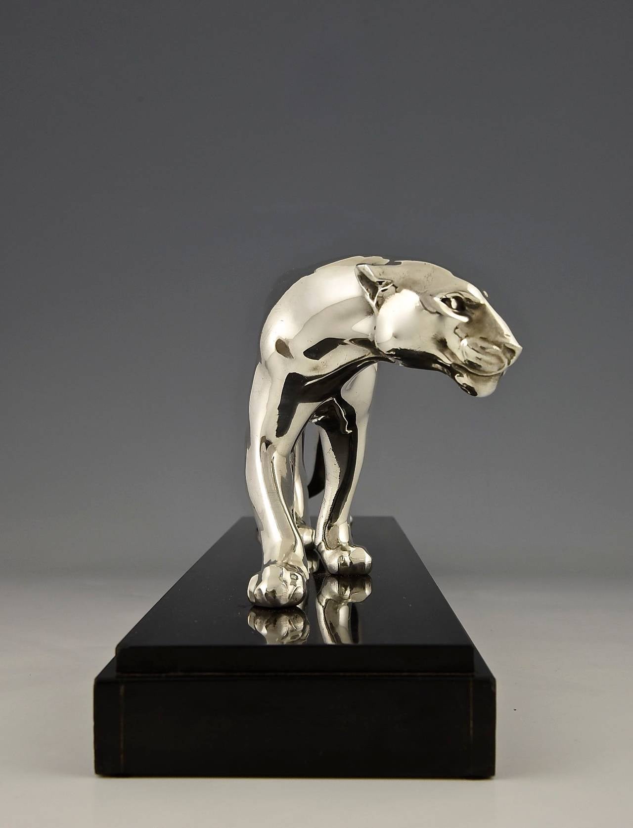 20th Century Art Deco Silvered Panther by M. Font France, 1930