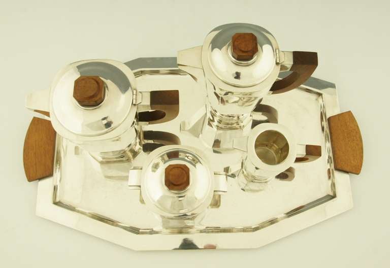 Silver Plate Art Deco Tea And Coffee Set By Argit, France. 