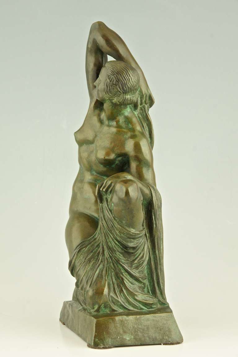 French Art Deco Bronze Sculpture of a Nude by Joe Descomps Cormier, Barbedienne Foundry 1925