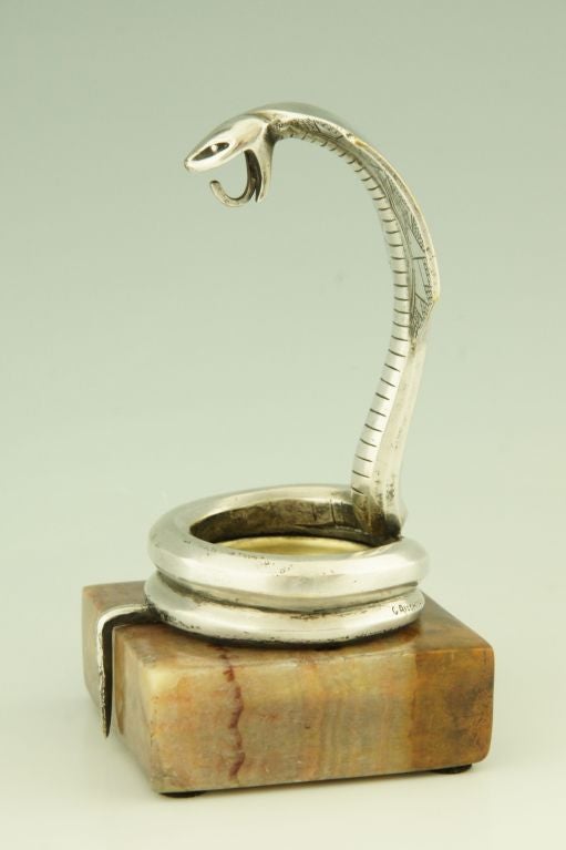 French Art Deco Silvered Bronze Cobra Watch Holder By Rischmann.