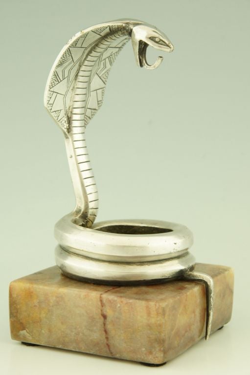 Art Deco Silvered Bronze Cobra Watch Holder By Rischmann. 4