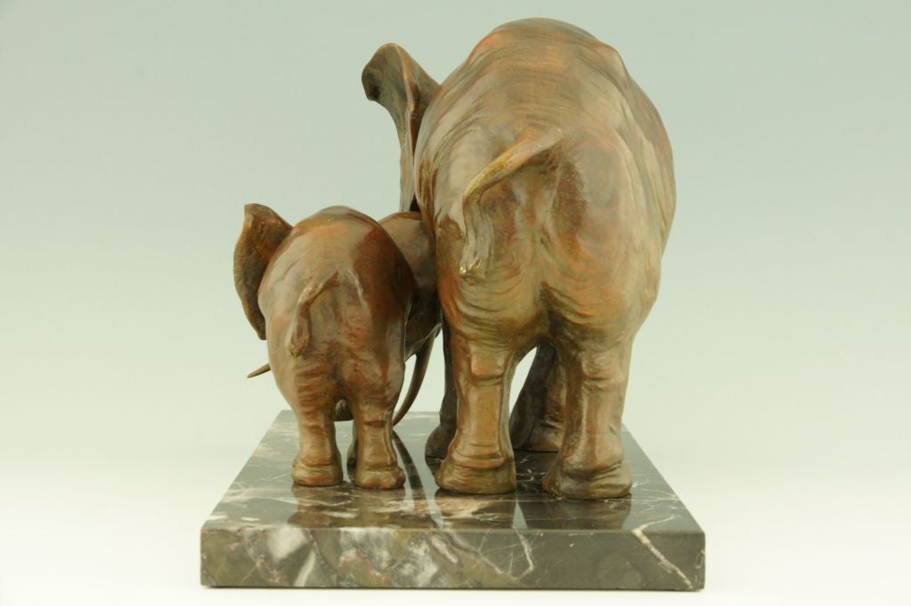 Art Deco Bronze Elephants by I. Rochard, France