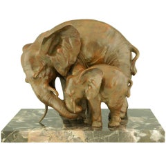 Vintage Art Deco Bronze Elephants by I. Rochard, France