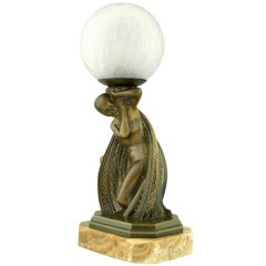 Art Deco Bronze Table Lamp by Fontinelle