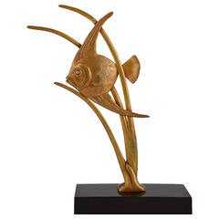 Art Deco Bronze Sculpture of a Fish by De Roche 1930 France