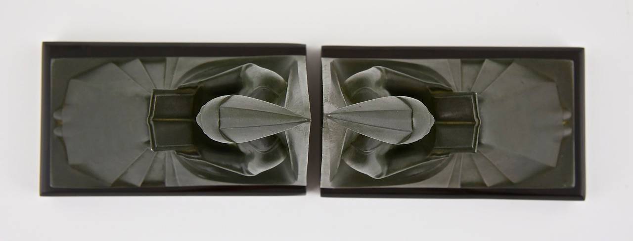 Art Deco Bookends by Max Le Verrier, Reading Ladies, France, 1930 2