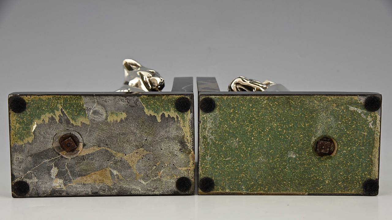 Art Deco Cat and Bulldog Bookends by Rochard, France, 1930 2