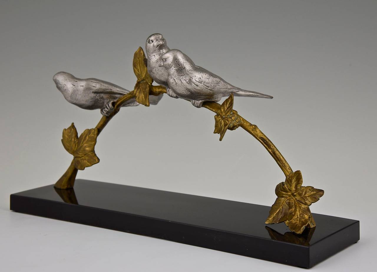 French Art Deco Bronze Sculpture of Three Birds by Varnier, 1930 In Good Condition In Antwerp, BE