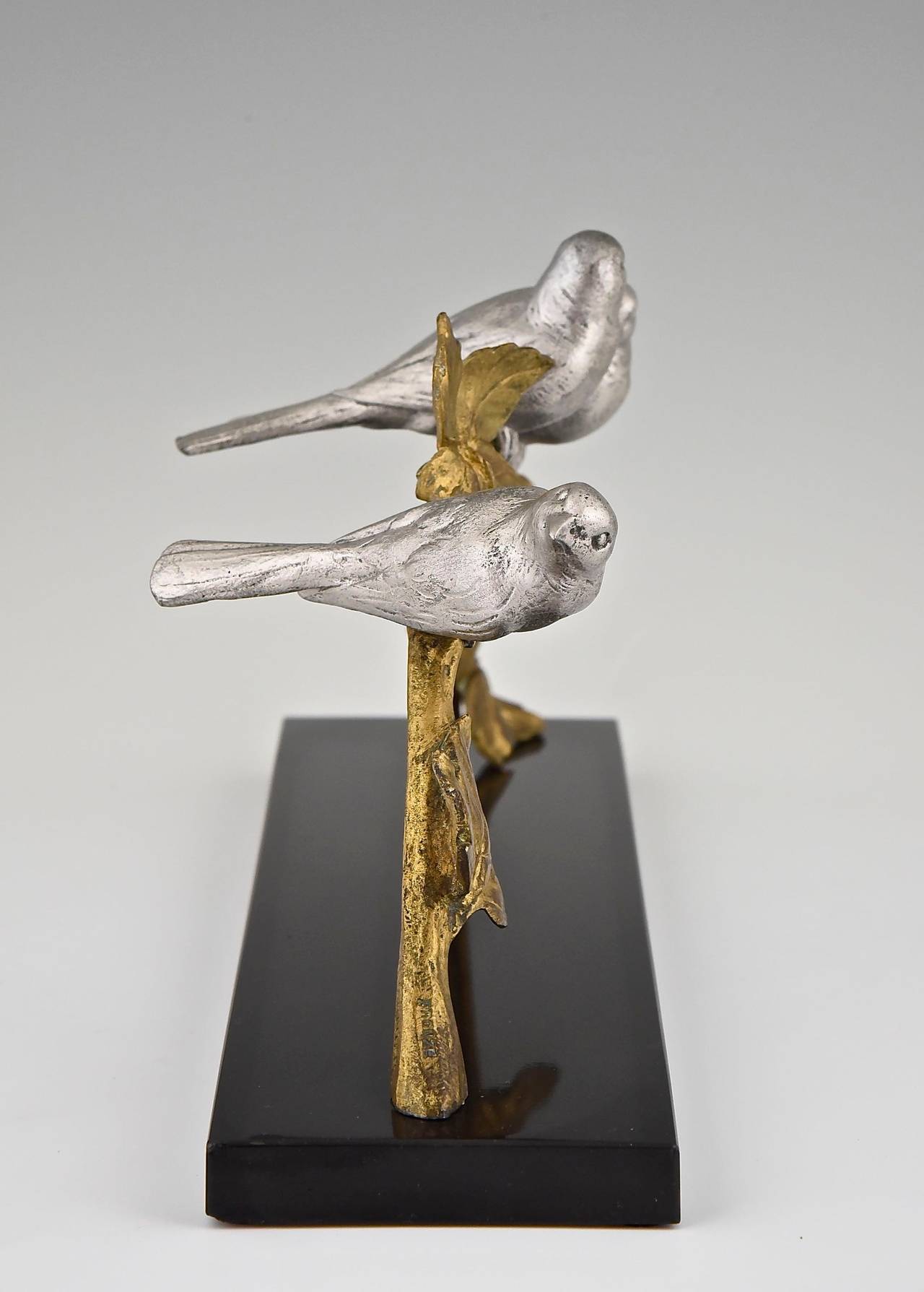 French Art Deco Bronze Sculpture of Three Birds by Varnier, 1930 1