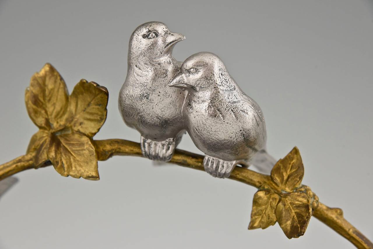 Mid-20th Century French Art Deco Bronze Sculpture of Three Birds by Varnier, 1930