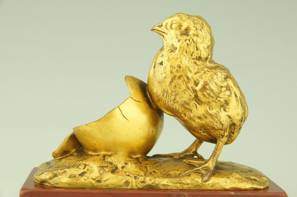 Bronze Chick With Eggshell By G. Gardet. 6