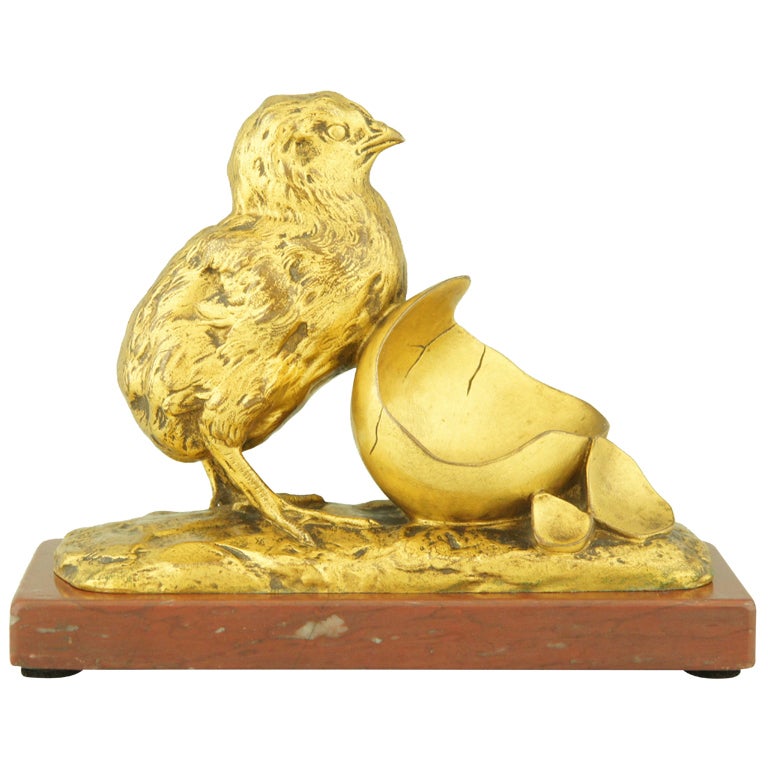 Bronze Chick With Eggshell By G. Gardet.