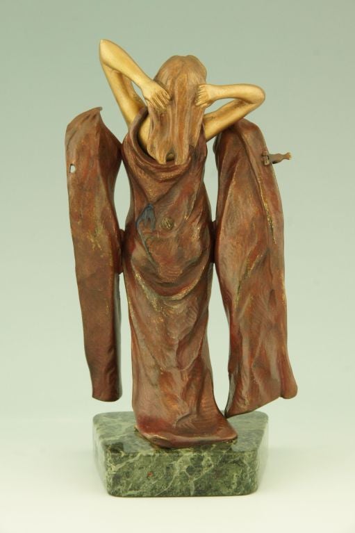 Art Deco Erotic Mechanical Vienne Bronze Nude By Prof. Tuch.