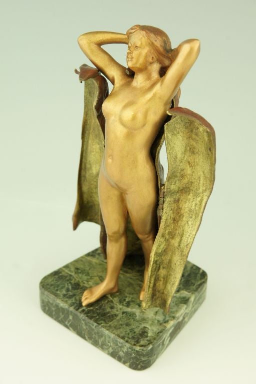 Austrian Erotic Mechanical Vienne Bronze Nude By Prof. Tuch.