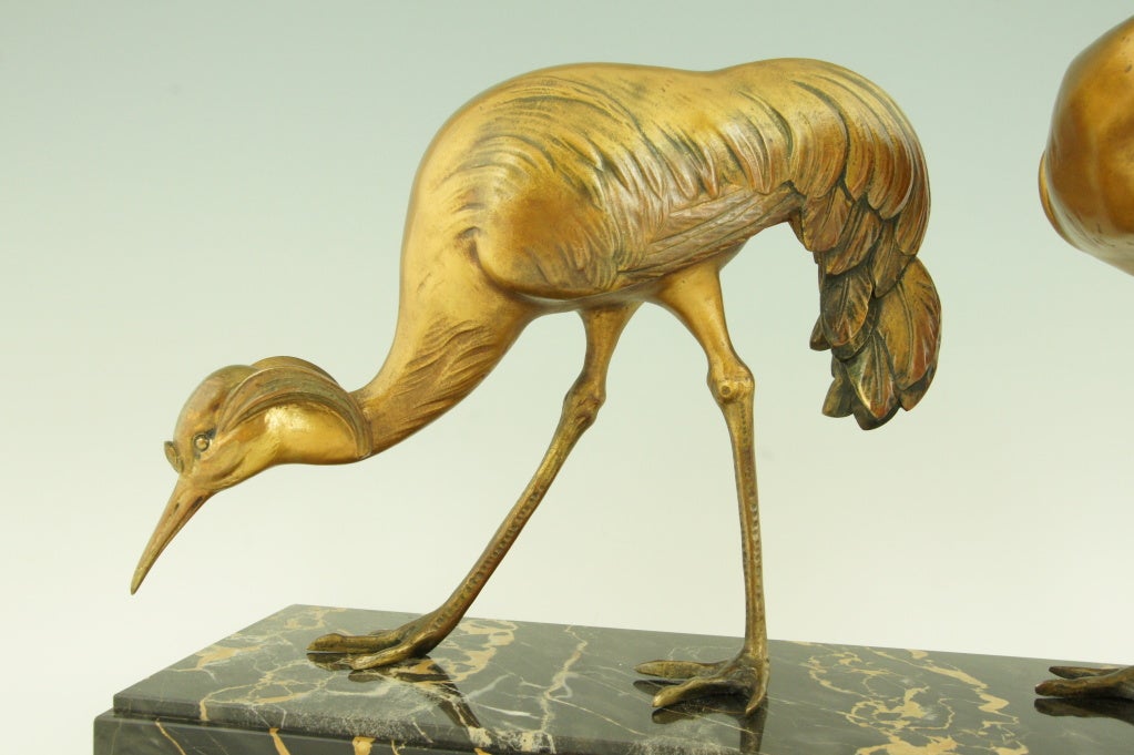 Art Deco Bronze Group Of Crane Birds By G.H. Laurent. 4
