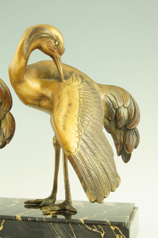 Art Deco Bronze Group Of Crane Birds By G.H. Laurent. 3