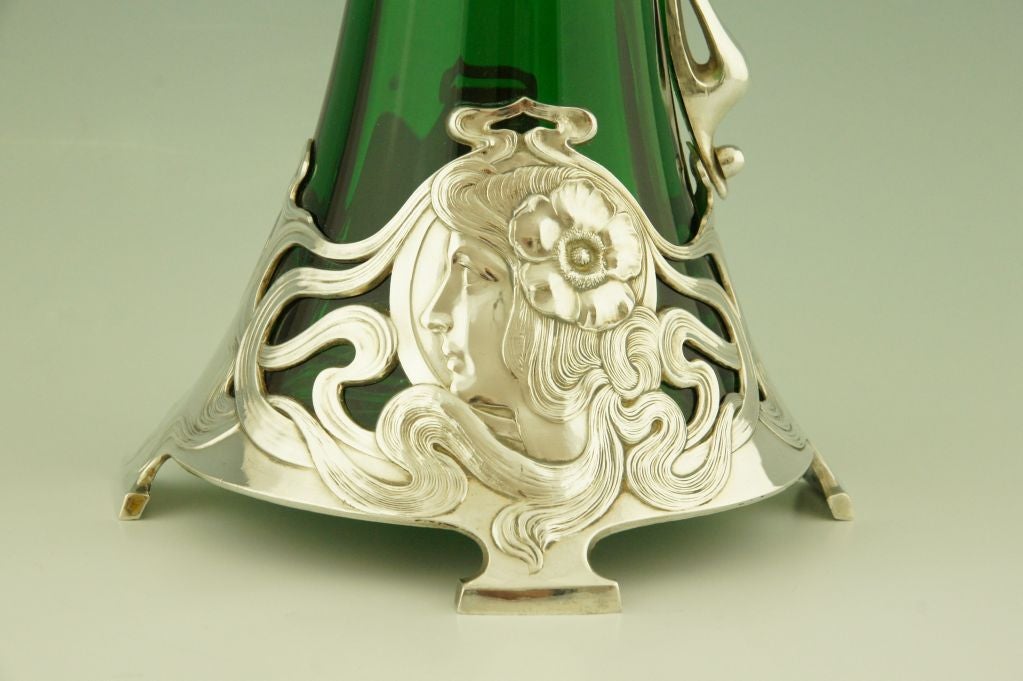 Art Nouveau claret jug with woman's profile by WMF. 3