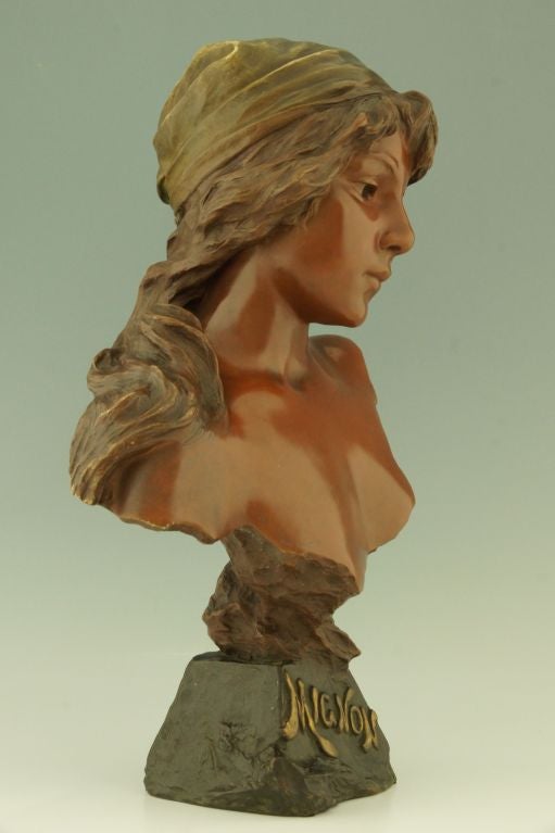 Art Nouveau Bronze Bust Mignon by E. Villanis 2