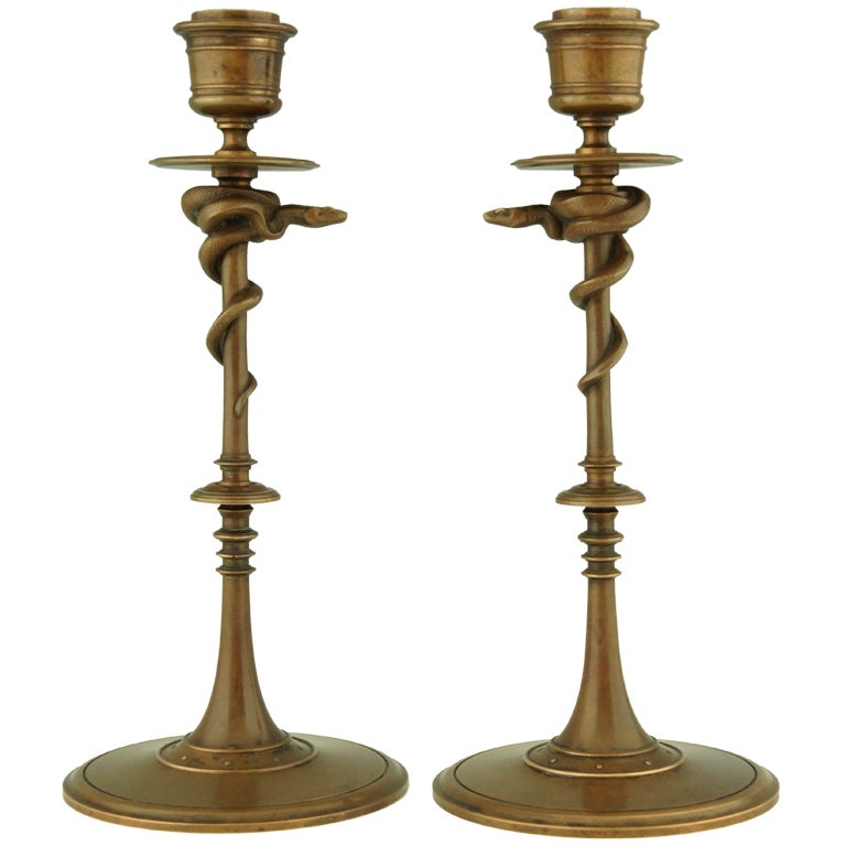 Chandeliers serpent anciens en bronze de Barbedienne