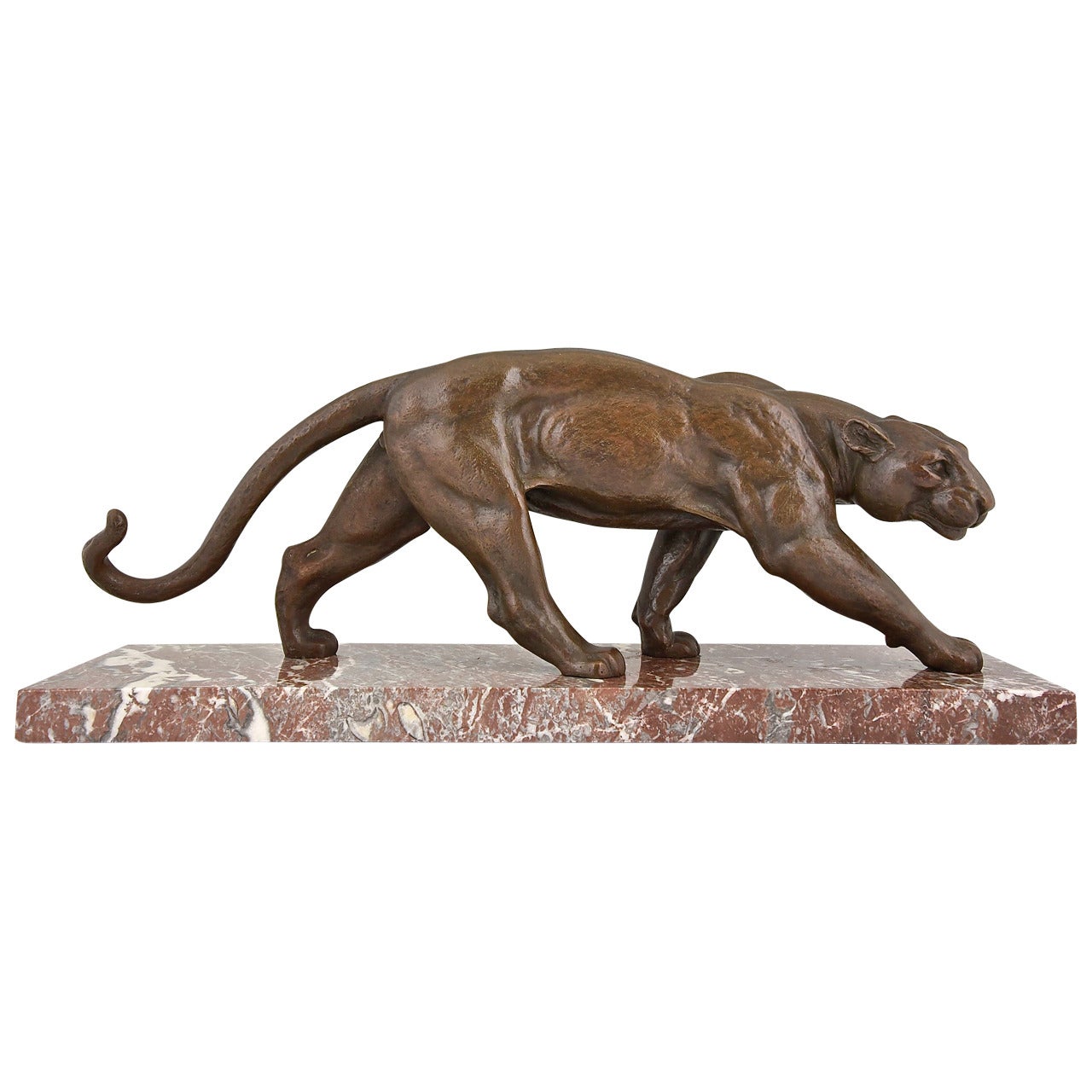 French Art Deco Bronze Sculpture of a Panther by Ouline, 1930