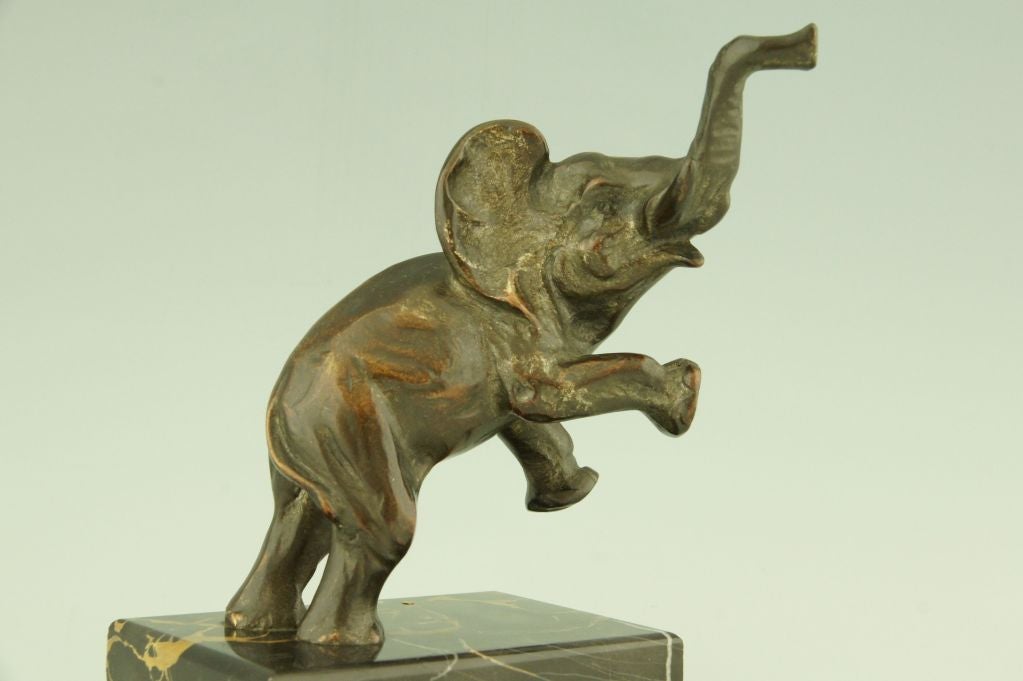 Art Deco Bronze Elephant Bookends by Fontinelle 3