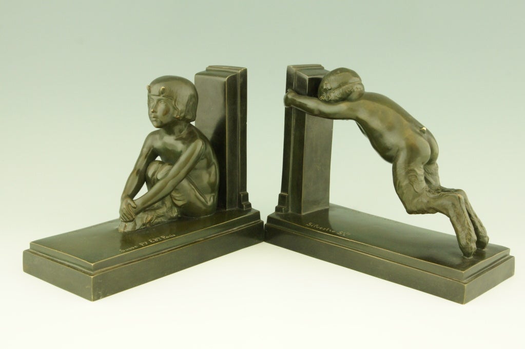 Art Deco Bronze Satyr Bookends By Paul Silvestre, Susse Fréres 5