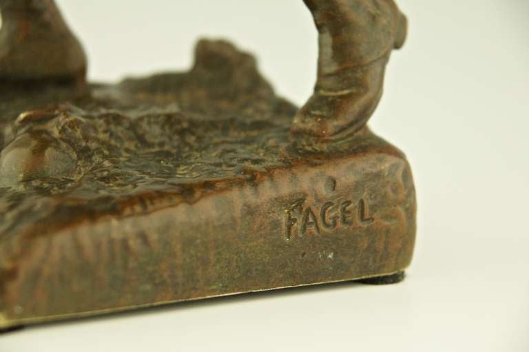 A bronze of a drummer boy by Léon Fagel, France 1905. 1