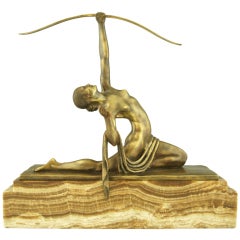 Art Deco bronze sculpture of a female archer by Marcel Bouraine 1930