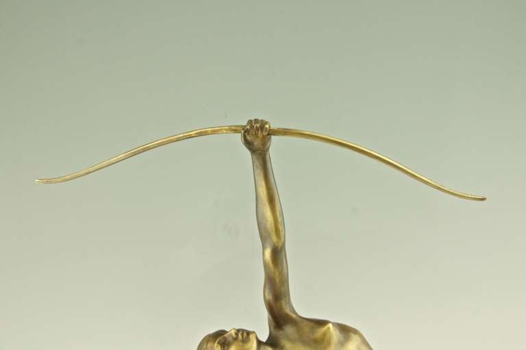 20th Century Art Deco bronze sculpture of a female archer by Marcel Bouraine 1930