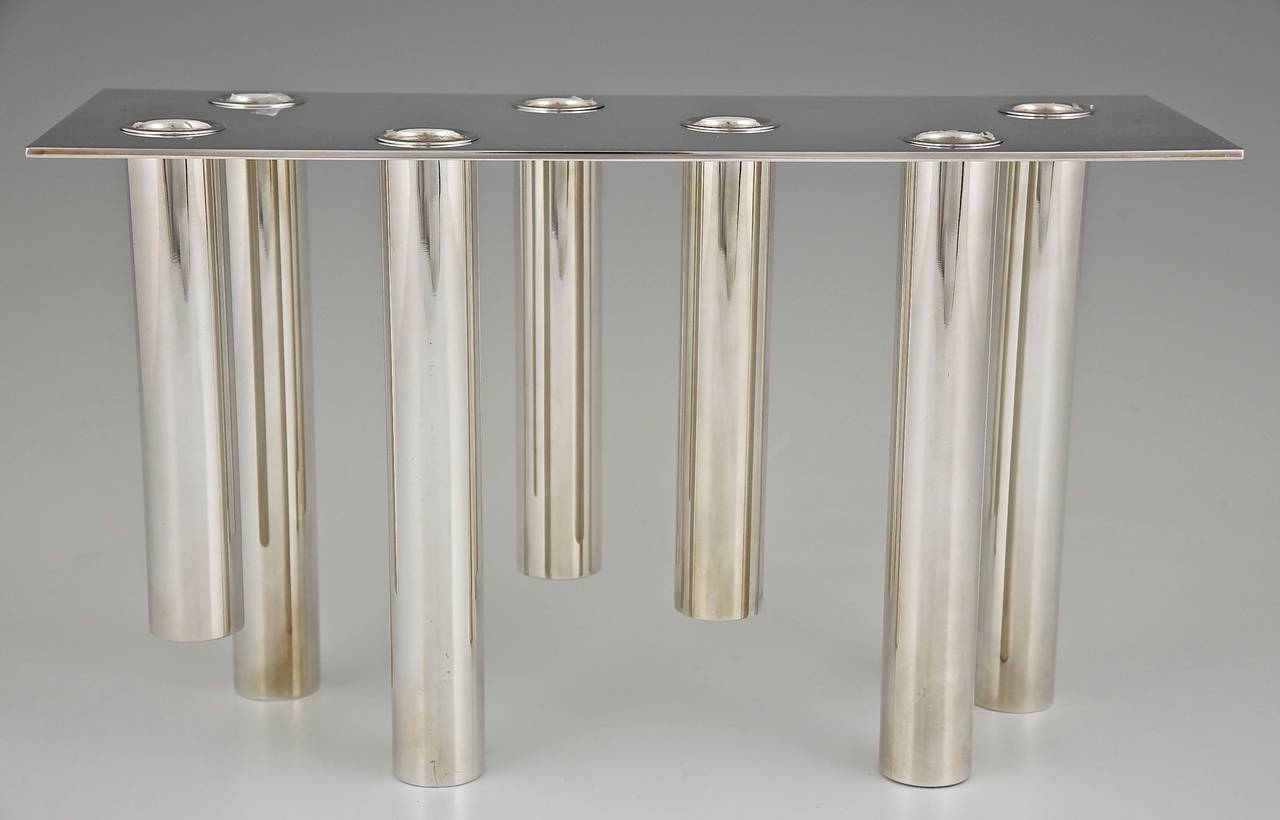 French Gio Ponti for Christofle Silver Plated Candelabra or Vase, Pompei 1957