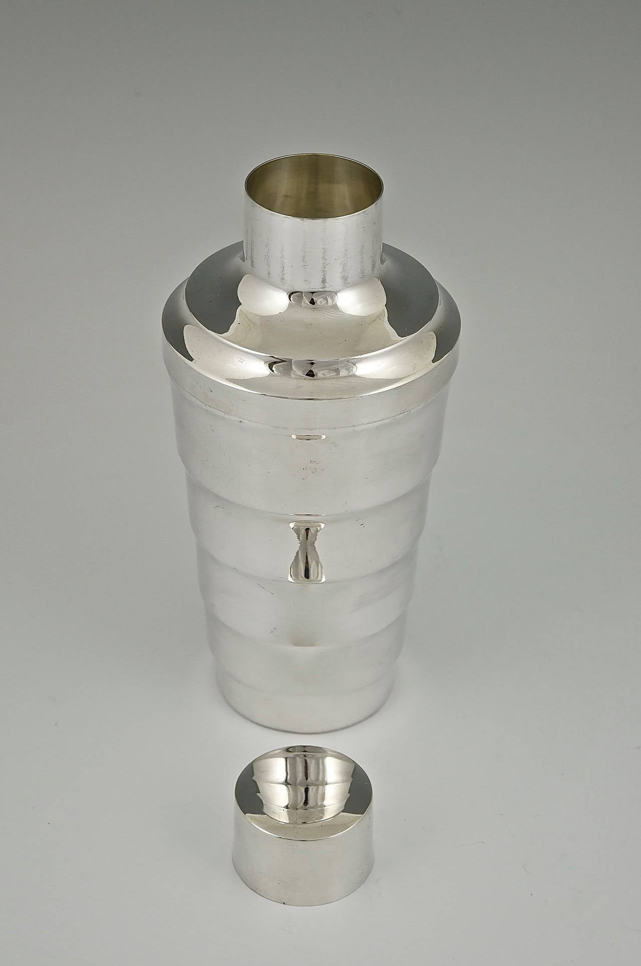 Art Deco Silver Cocktail Shaker by Delheid, Belgium 1942