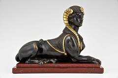 Antique French bronze sculpture of a Sphinx, 1890.