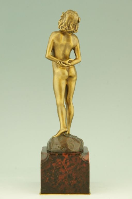 French Art Deco Bronze of a Standing Nude by Joe Descomps