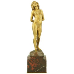 Art Deco Bronze of a Standing Nude by Joe Descomps