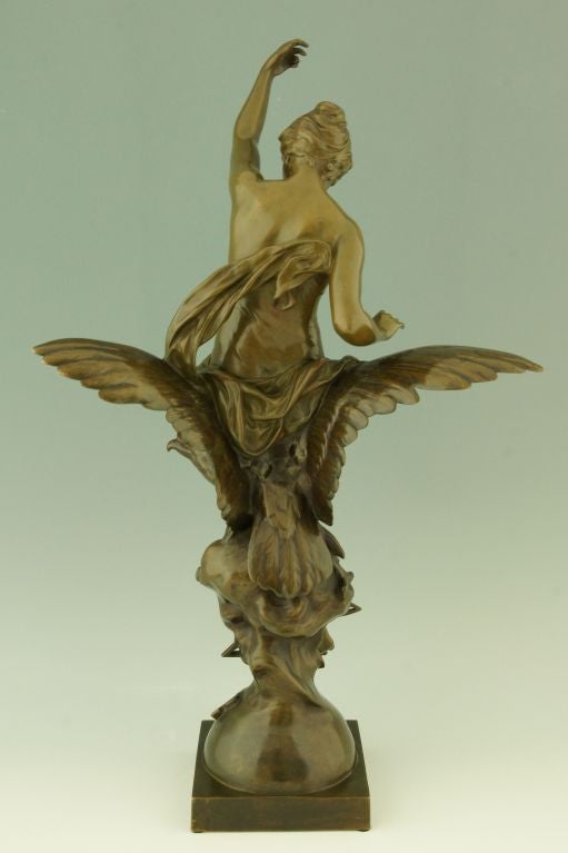 20th Century Inspiration, Bronze of a Woman on an Eagle by E. L. Picault