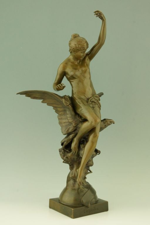 Inspiration, Bronze of a Woman on an Eagle by E. L. Picault 2