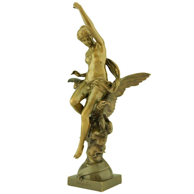 Inspiration, Bronze of a Woman on an Eagle by E. L. Picault
