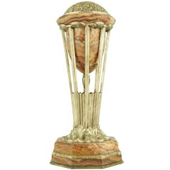 Antique French Art Deco Bronze and Marble Table Lamp, veilleuse 1930