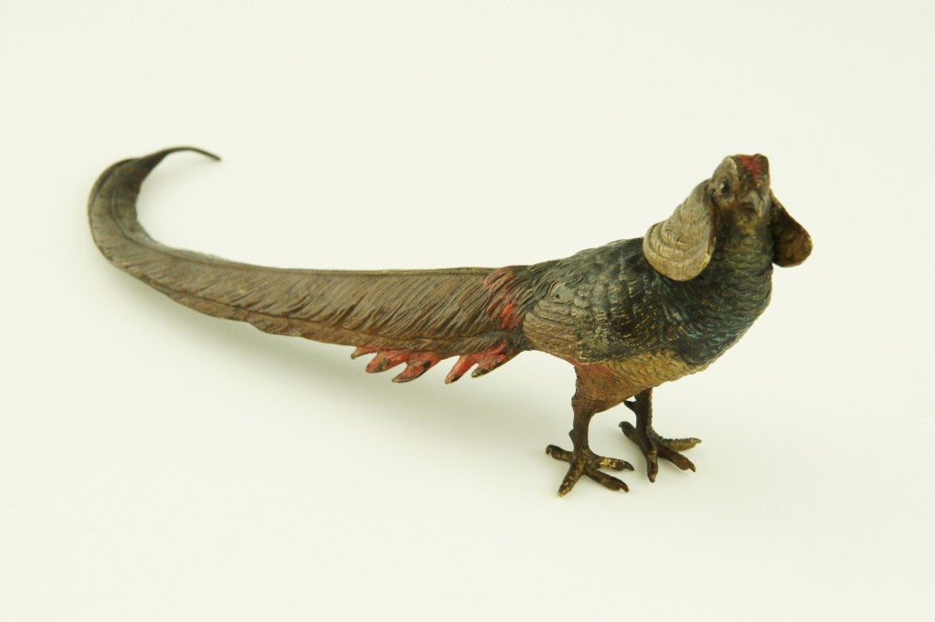 A Cold Painted Vienna Bronze Gold Pheasant.