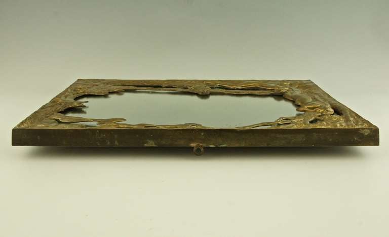 Bronze Art Nouveau Mirror with Bathing Nudes by Henri Levasseur 2