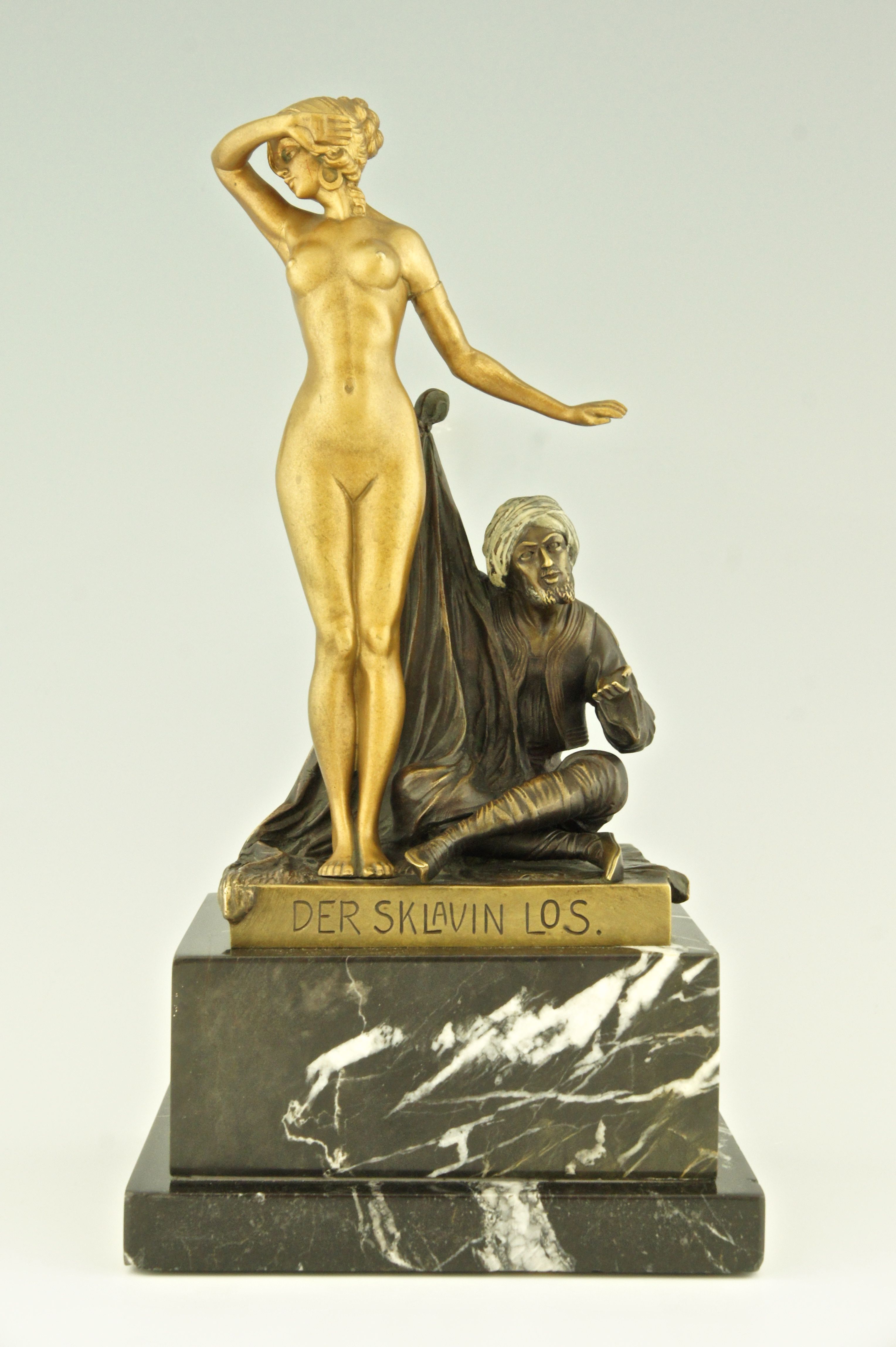 Austrian Cold Painted and Gilt Bronze with Slave Girl by T. Eichler