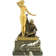 Bronze autrichien peint à froid et doré avec une fille esclave par T. Eichler