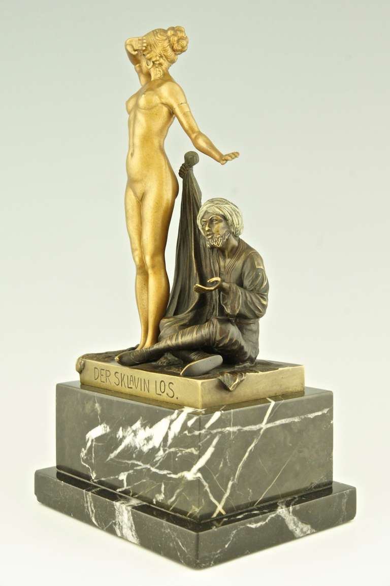 Austrian Cold Painted and Gilt Bronze with Slave Girl by T. Eichler
