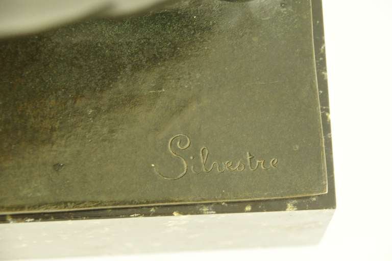 Sculpture Art déco d'une satyre féminine assise par Paul Silvestre 2