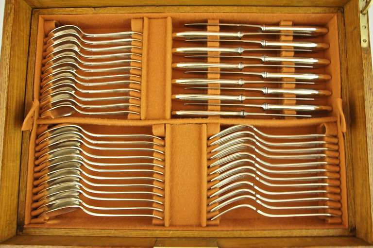 French Art Deco 92 Piece Silver Plated Cutlery Set by Argental