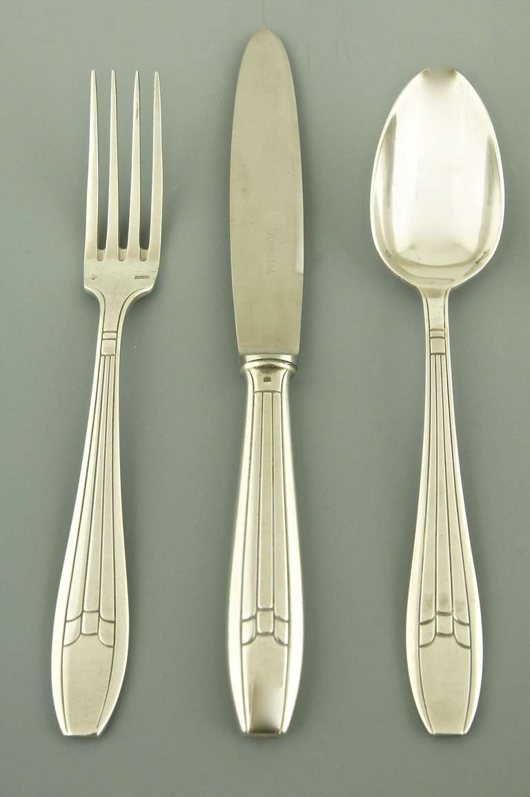 Art Deco 92 Piece Silver Plated Cutlery Set by Argental 2