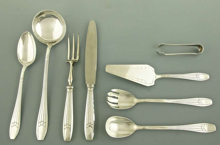 Art Deco 92 Piece Silver Plated Cutlery Set by Argental 1